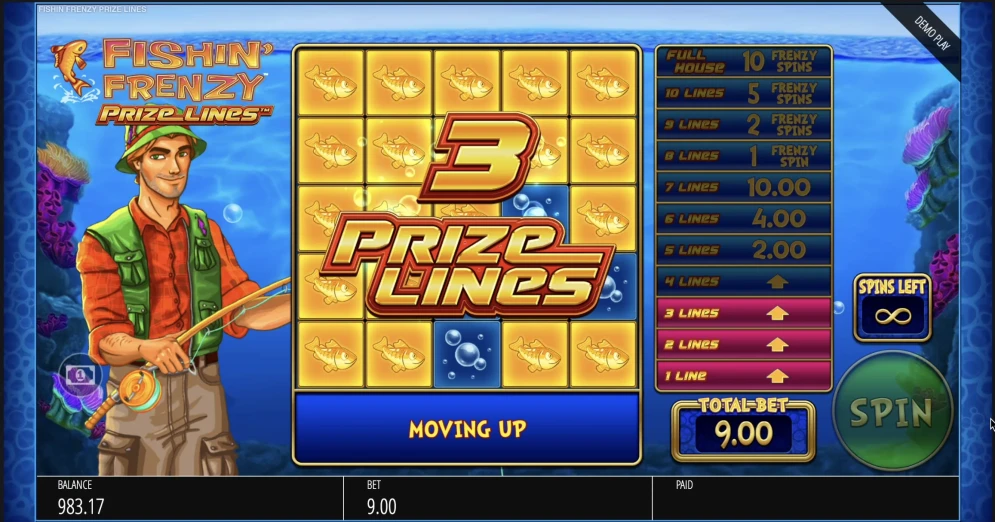 Fishin Frenzy Prize Lines